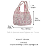 KYLETHOMASW  -  1pc Kawaii Polyester Lace Shoulder Tote Bag for Women, Large Capacity Underarm Bag with No Closure, Machine Washable - Available in Blue, Green, Pink