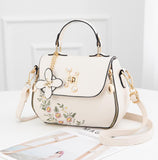 Fashion Embroidery Female Bags 2021 New Handbags Small Bag All-match Shoulder Bag Crossbody Top-handle PU Leather Messenger Bag