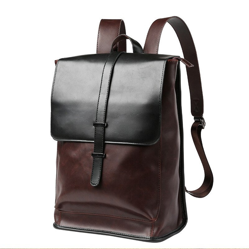 Laptop Leather Backpacks for School Bags Men PU Travel Leisure Backpacks Retro Casual Bag Schoolbags Teenager Students