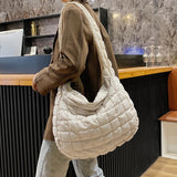2022 New Winter Soft Down Fabric Shoulder Bag Branded Quality Women's Designer Big Capacity Underarm Pack Large Female Purses