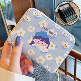 Women Cartoon Pattern Card Pack Wallet Female Pu Zipper Card Holder Student ID Card Bag Credit Card Debit Card Bag Coin Purse