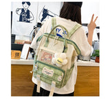 4 Pcs/sets Nylon Women Backpack Female Large Capacity Waterproof Travel Rucksack Preppy School Backpack for Teen Girls Bookbag