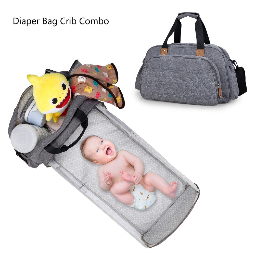 Kylethomasw Diaper Bag with Bed Mummy Bag For Traveling Maternity Hangbag Baby Nappy Backpack Portable Diaper Organizer Infant Changing Bags