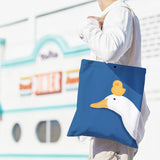Kylethomasw Bolsa Feminina Hand-painted Cartoon Goose and Duck Print Shoulder Bag For Women Canvas Bag Shopper Bag Ladies Hand Bags Sac Main