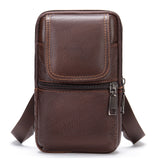 Men's Genuine Leather Mobile Phone Mini Waist Bag Belt Pockets Fanny Packs Bag for Men Crossbody Cell Phone Cigarette Bag 2022