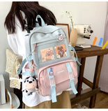 Kylethomasw New Waterproof Nylon Women Backpack Female Kawaii Travel Bag College Girls Multi-pocket Schoolbag Laptop Backpack School