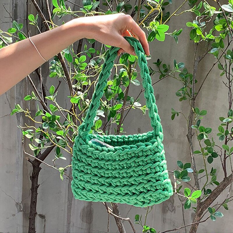 Casual Rope Woven Women Shoulder Bags Designer Knitted Lady Handbags High Quality Summer Beach Small Tote Bali Purses