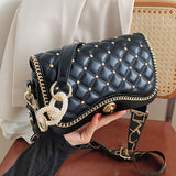 Shoulder Messenger Bag Lattice Rivet Square Underarm bag 2021 New crossbody PU Leather Women's Designer Handbag Luxury brand