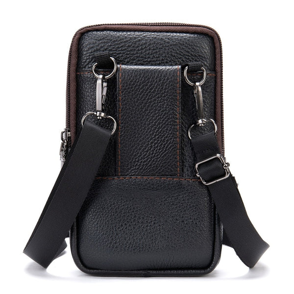 Men's Genuine Leather Mobile Phone Mini Waist Bag Belt Pockets Fanny P ...