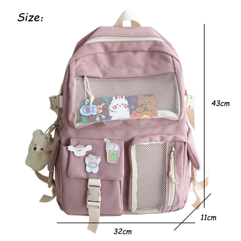 Kylethomasw New Lovely Woman Backpack High Quality Waterproof Nylon Cute School Bag for Teenage Girls College Bookbag Student Travel Bagpack