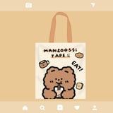 Kylethomasw Kawaii Boba Bear Strawberry Shopper Bag With Zipper Cute Peach Canvas Shopping Bags For Women Reusable Tote Handbag Shoulder Bag