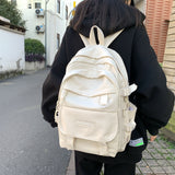 EST New Large Shoulders Girls Student Book Kawaii School Bag Female Casual Travel Bagpack Women Solid Color Mochila Bag Fashion