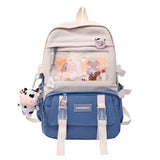 Kylethomasw New Waterproof Nylon Women Backpack Female Kawaii Travel Bag College Girls Multi-pocket Schoolbag Laptop Backpack School