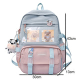 Kylethomasw New Waterproof Nylon Women Backpack Female Kawaii Travel Bag College Girls Multi-pocket Schoolbag Laptop Backpack School