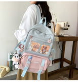 Kylethomasw New Waterproof Nylon Women Backpack Female Kawaii Travel Bag College Girls Multi-pocket Schoolbag Laptop Backpack School