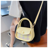 KIylethomasw PU Leather Handbags for Women  Luxury Designer Shopper Wallet Fashion Color plaid Metal Ring Decoration Joker Crossbody Bags