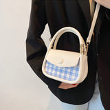 PU Leather Handbags for Women  Luxury Designer Shopper Wallet Fashion Color plaid Metal Ring Decoration Joker Crossbody Bags