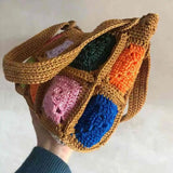 Kylethomasw Handmade Crochet Bag Summer Bag Kintting Beach Bag Handmade crochet bag crochet shoulder bag Kintting tote bag Colorful hand bag