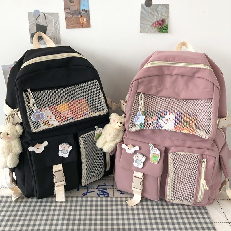 Kylethomasw New Lovely Woman Backpack High Quality Waterproof Nylon Cute School Bag for Teenage Girls College Bookbag Student Travel Bagpack