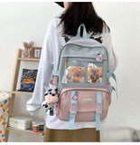 Kylethomasw New Waterproof Nylon Women Backpack Female Kawaii Travel Bag College Girls Multi-pocket Schoolbag Laptop Backpack School