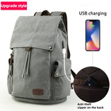 Kylethomasw Men's 14inch Laptop Backpack Vintage Canvas Backpack Unisex Travel Bags USB Charging Schoolbag Student Mochia