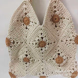 Fashion Woolen Thread Knitted Women Shoulder Bag Hollow Crochet Flower Tote Bags For Women Big Capacity Handwoven Woman Handbags