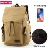 Kylethomasw Men's 14inch Laptop Backpack Vintage Canvas Backpack Unisex Travel Bags USB Charging Schoolbag Student Mochia