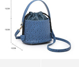 Kylethomasw New Fashion Ostrich Pattern Bucket Handbag Designer Women Shoulder Bag High Quality Bag Crossbody Customized Portable Clutch Bag