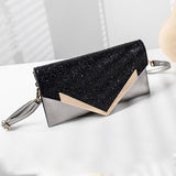 Kylethomasw Envelope Bag For Women Sequin Leather Handbag Fashion Black Clutch Purse Party Shoulder Bag Casual Women Bag  ZD1447