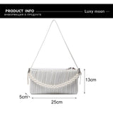 PU Leather Women Shoulder Bag Pearl Chain Ladies Handbags New Luxury Design Solid Color Wedding Clutch Bag ZD1602