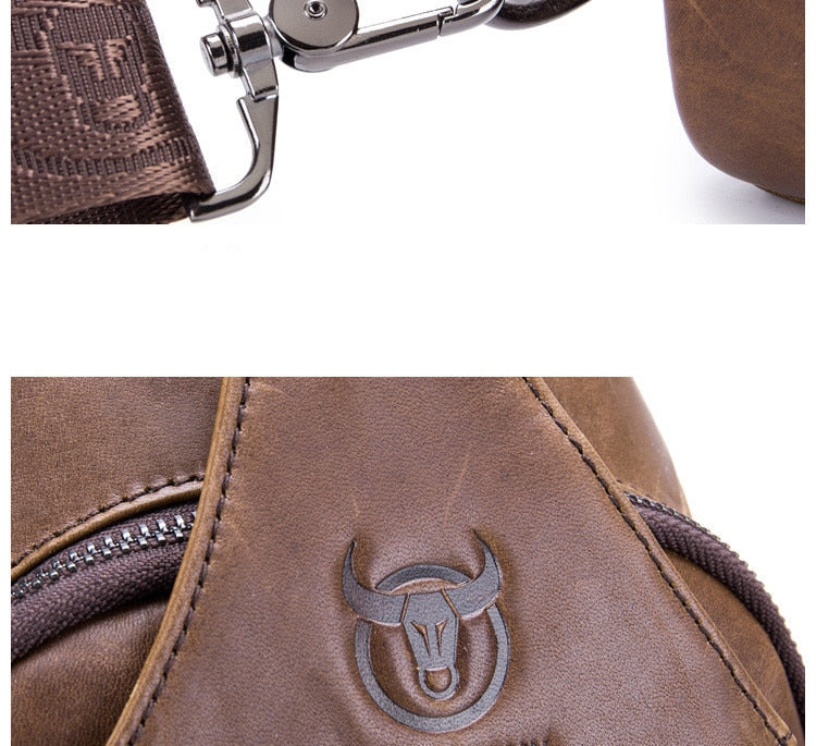 Famous brand Genuine Leather Men Messenger Bag Casual Crossbody Bag Fashion Men's Handbag men chest bag Male Shoulder Bag