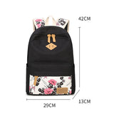 Kylethomasw Women Canvas High-capacity Laptop Backpack Printing Flower School Bags Pretty Backpacks For Girls Mochila Feminina 3 PCS/Set