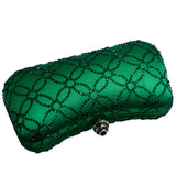 Flower Emerald Dark Green Rhinestone Crystal Clutch Evening Bags for Womens Party Wedding Bridal Crystal Handbag and Box Clutch