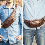 Kylethomasw Real Cow Leather Men Waist Bag New Casual Small Fanny Pack Male Waist Pack For Cell Phone And Credit Cards Travel Chest Bag