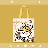 Kylethomasw Kawaii Boba Bear Strawberry Shopper Bag With Zipper Cute Peach Canvas Shopping Bags For Women Reusable Tote Handbag Shoulder Bag