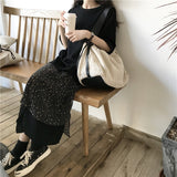 Korean Contrast color Women handbag Drawstring canvas ladies shoulder bag large capacity travel bag female big totes bolsas bao