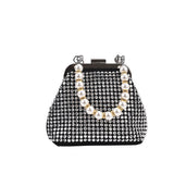 Women's PU Shoulder Bag Diamond Pearl Hander Luxury Designer Handbag Bucket Shape Crossbody Bags  Women's Brand Z264