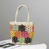 New Flower Milk Cotton Women's Shoulder Bags Bohemian Female Handbag Summer Straw Beach Bag High Quality Branded Shopper Purse