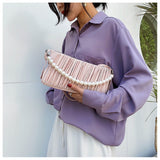 PU Leather Women Shoulder Bag Pearl Chain Ladies Handbags New Luxury Design Solid Color Wedding Clutch Bag ZD1602