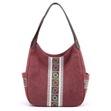 Canvas Printing Hand Bags for Women Casual Large Hobo Shoulder Tote Handbags Female Portable Cloth Pocket Zipper Big Shopper Bag
