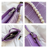 PU Leather Women Shoulder Bag Pearl Chain Ladies Handbags New Luxury Design Solid Color Wedding Clutch Bag ZD1602