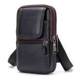 Men's Genuine Leather Mobile Phone Mini Waist Bag Belt Pockets Fanny Packs Bag for Men Crossbody Cell Phone Cigarette Bag 2022