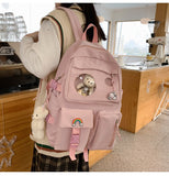 Kylethomasw Women Harajuku Cute Backpack Nylon Student School Bag Laptop Ladies Kawaii Backpacks Girl Fashion Book Bags Female Trendy Travel