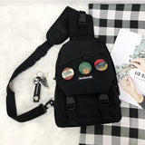 New Fashion Solid Crossbody Bag for 2021 Canvas Solid Badge Pendant Combination Boys and Girls Casual Bag Stylish Chest Pack