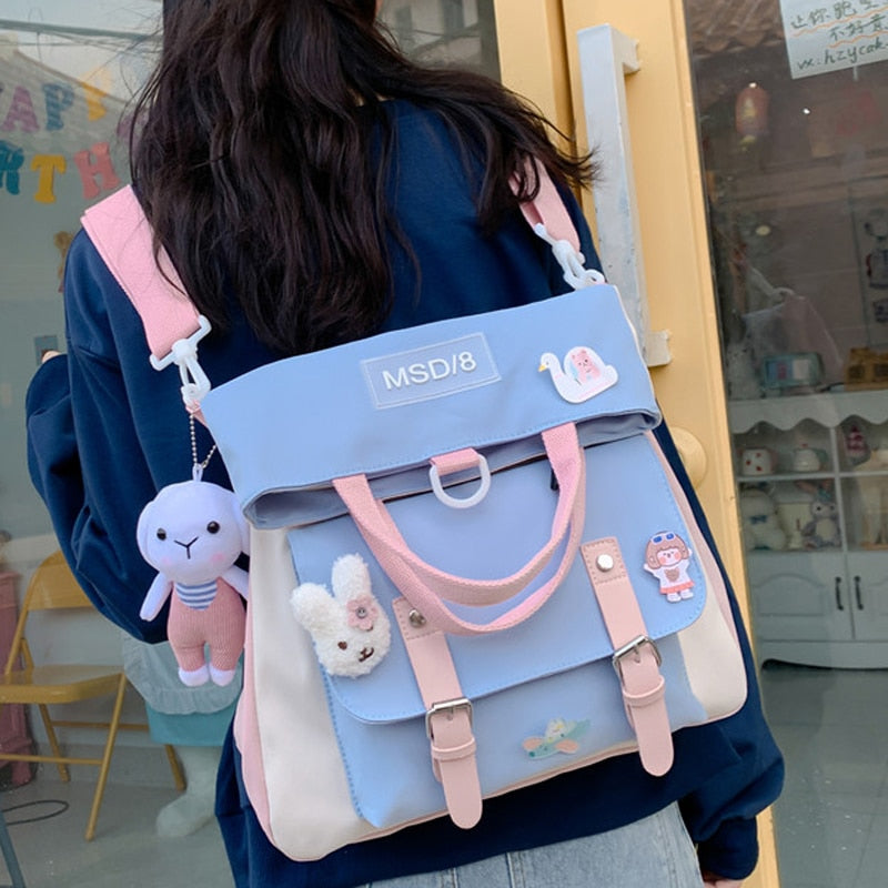 Kylethomasw Summer Large Capacity Multi-function Fashion Girls Student Backpack Korean Japanese Contrast Color School Style Schoolbag