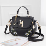 Fashion Embroidery Female Bags 2021 New Handbags Small Bag All-match Shoulder Bag Crossbody Top-handle PU Leather Messenger Bag