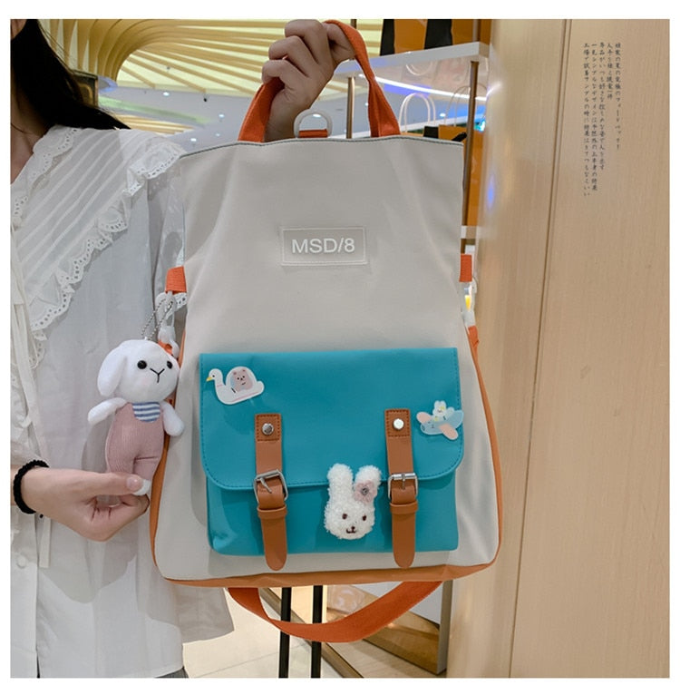 Kylethomasw Summer Large Capacity Multi-function Fashion Girls Student Backpack Korean Japanese Contrast Color School Style Schoolbag