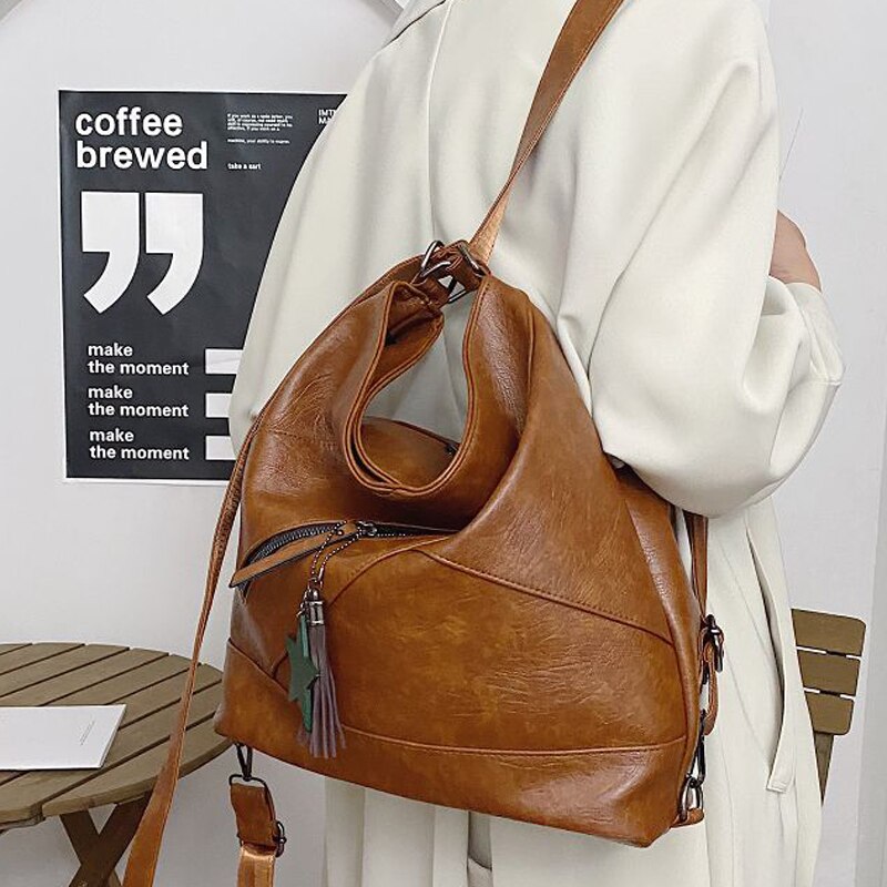 Women Backpack New Fashion Casual Leather Female Backpack for Teenager Girl School Bag Solid Small Backpack Tassel Shoulder Bags