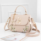 Fashion Embroidery Female Bags 2021 New Handbags Small Bag All-match Shoulder Bag Crossbody Top-handle PU Leather Messenger Bag