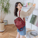 2022 New Small Vintage Pu Leather Women Backpack High Quality Female Fashion Travel Backpacks Double Shoulder Strap Bags Mochila